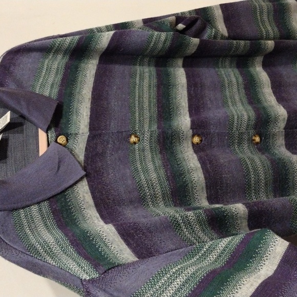 Gitano Vintage 90's Y2K Women's Purple Stripe Cardigan Sweater Top M-Lagenlook - Picture 4 of 7